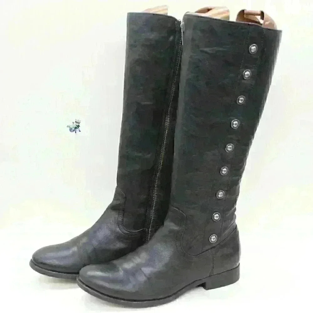 Frye Melissa Women's Black Leather Military Tall Riding Boots Size US 5.5 B